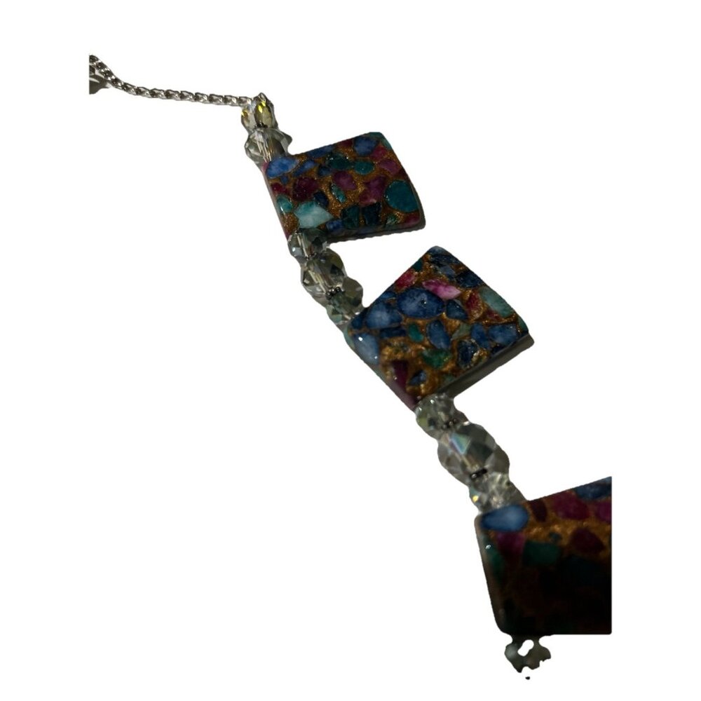Vintage Donna Dressler Chunky Stone Necklace Silver 925 Clasp Beads - Picture 6 of 10